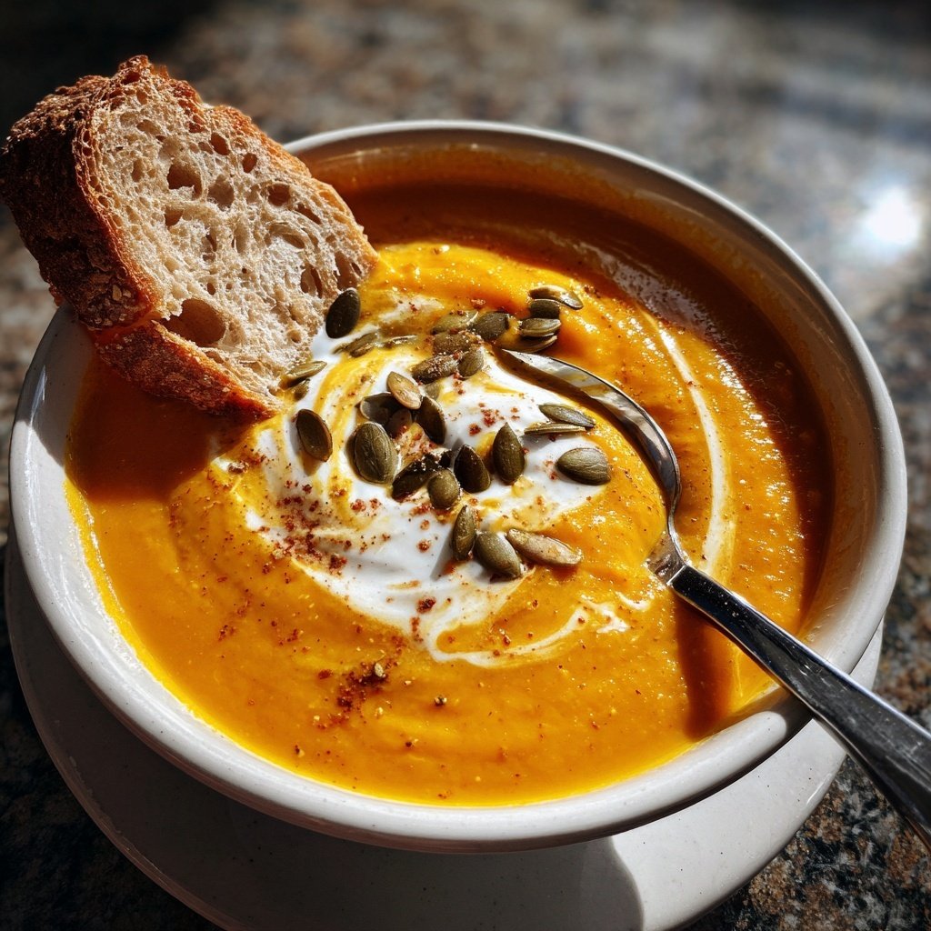 Cremige Kürbissuppe mit Zucchini